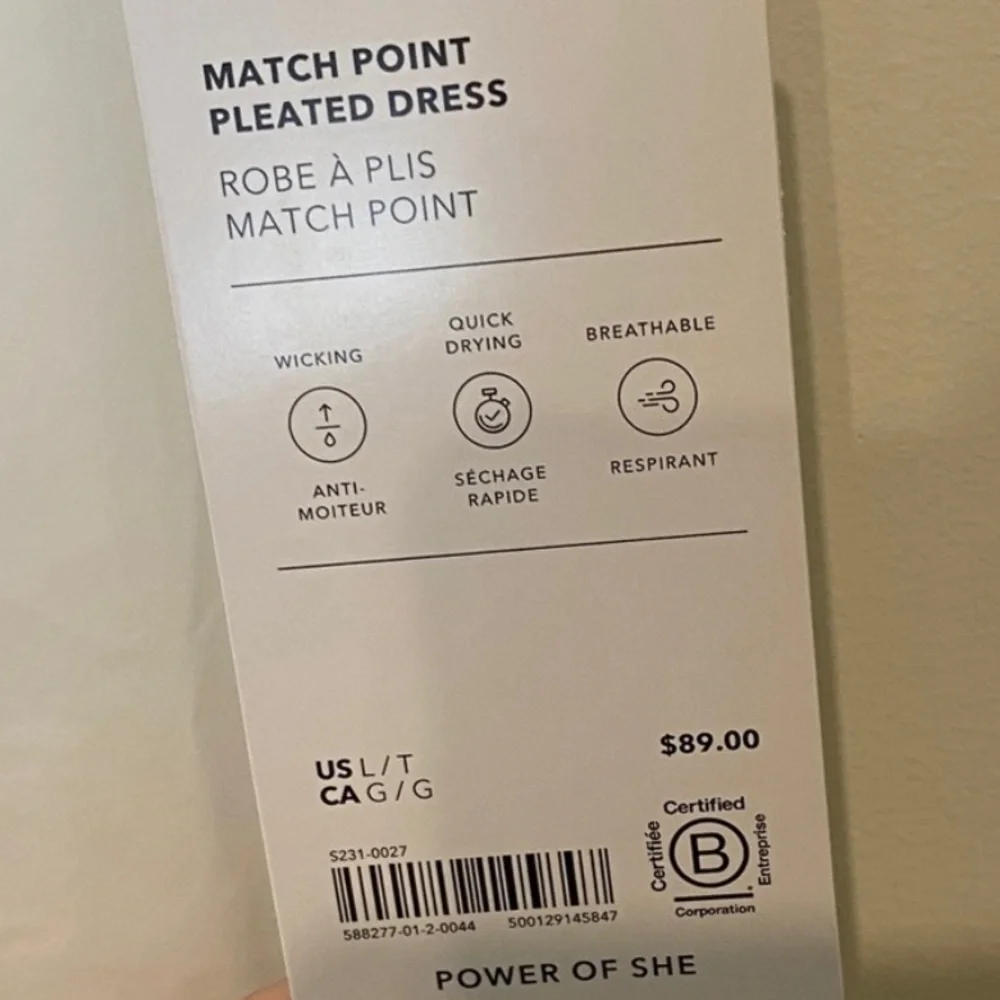 NWT Athleta Match Point Pleated Dress Bright White Tennis No Shorts Size L - Picture 5 of 6